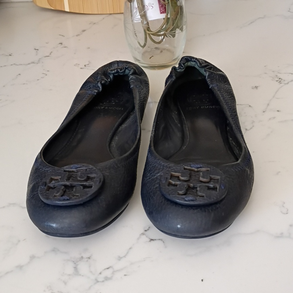 Tory Burch Black Leather Ballet Flats